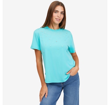 Diane Gilman Embellished Shirttail Tee