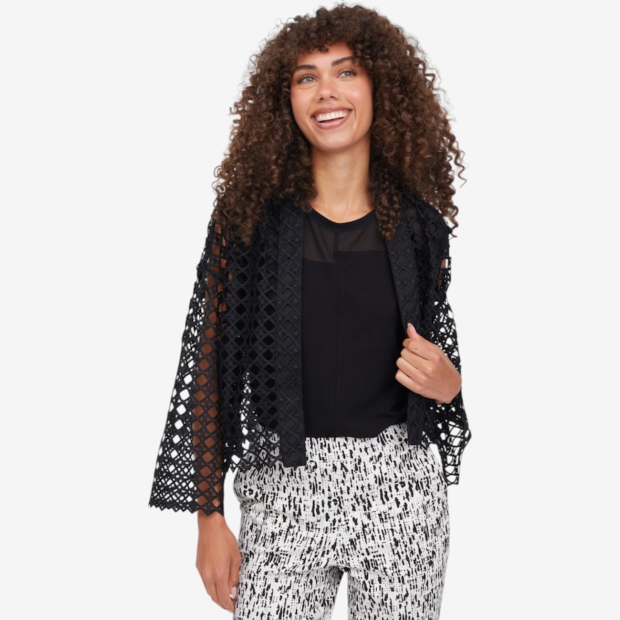 Image 122295_BLK.jpg, Product 122-295 / Price $109.90, Wynne Layers Bold Lace Kimono Jacket from Wynnelayers on TSC.ca's Fashion department