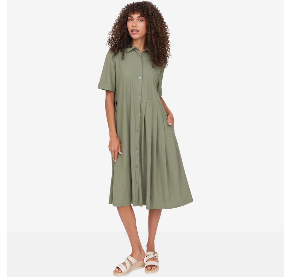 Image 122300_GRNOE.jpg, Product 122-300 / Price $114.90, Wynne Layers Stretch Tech Pleated Dress from Wynnelayers on TSC.ca's Fashion department