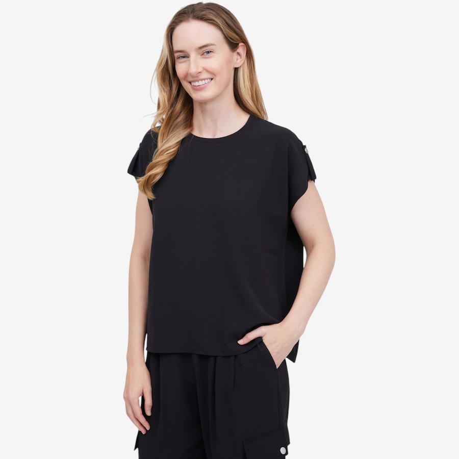 Image 122305_BLK.jpg, Product 122-305 / Price $79.99, Wynne Layers Stretch Crepe Utility Tee from Wynnelayers on TSC.ca's Fashion department