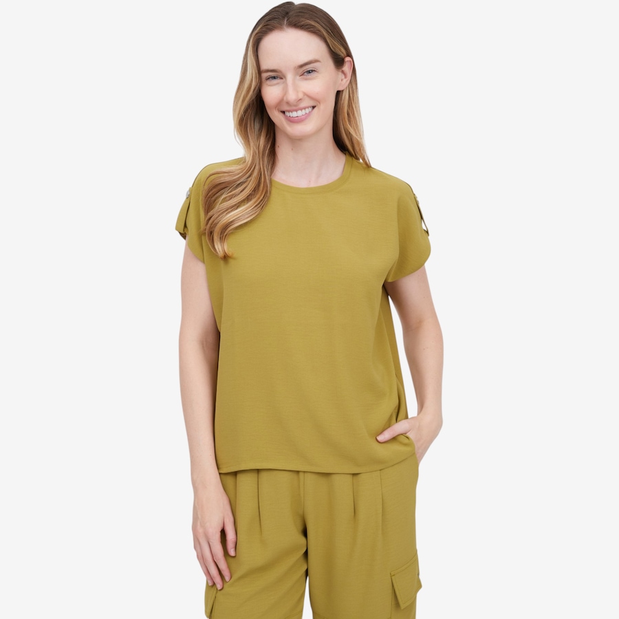 Image 122305_OGN.jpg, Product 122-305 / Price $79.99, Wynne Layers Stretch Crepe Utility Tee from Wynnelayers on TSC.ca's Fashion department