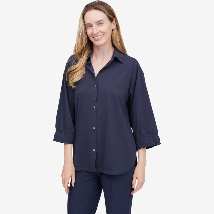 Image 122311_NVY.jpg, Product 122-311 / Price $59.88, Wynne Layers Cotton Span Shirt with Gathered Cuff from Wynnelayers on TSC.ca's Fashion department
