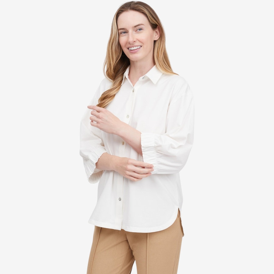 Image 122311_WHT.jpg, Product 122-311 / Price $59.88, Wynne Layers Cotton Span Shirt with Gathered Cuff from Wynnelayers on TSC.ca's Fashion department
