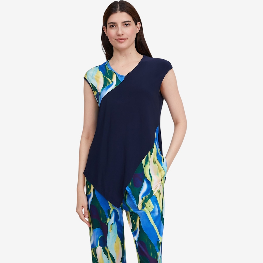 Image 122421_BLU.jpg, Product 122-421 / Price $49.88, Red Coral Printed Cap Sleeve Top from Red Coral Fashions on TSC.ca's Fashion department