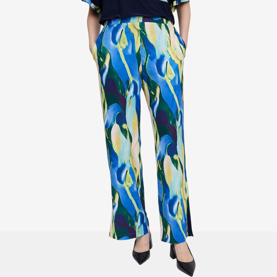 Image 122422_BLU.jpg, Product 122-422 / Price $49.88, Red Coral Printed Wide Leg Cropped Pant from Red Coral Fashions on TSC.ca's Fashion department