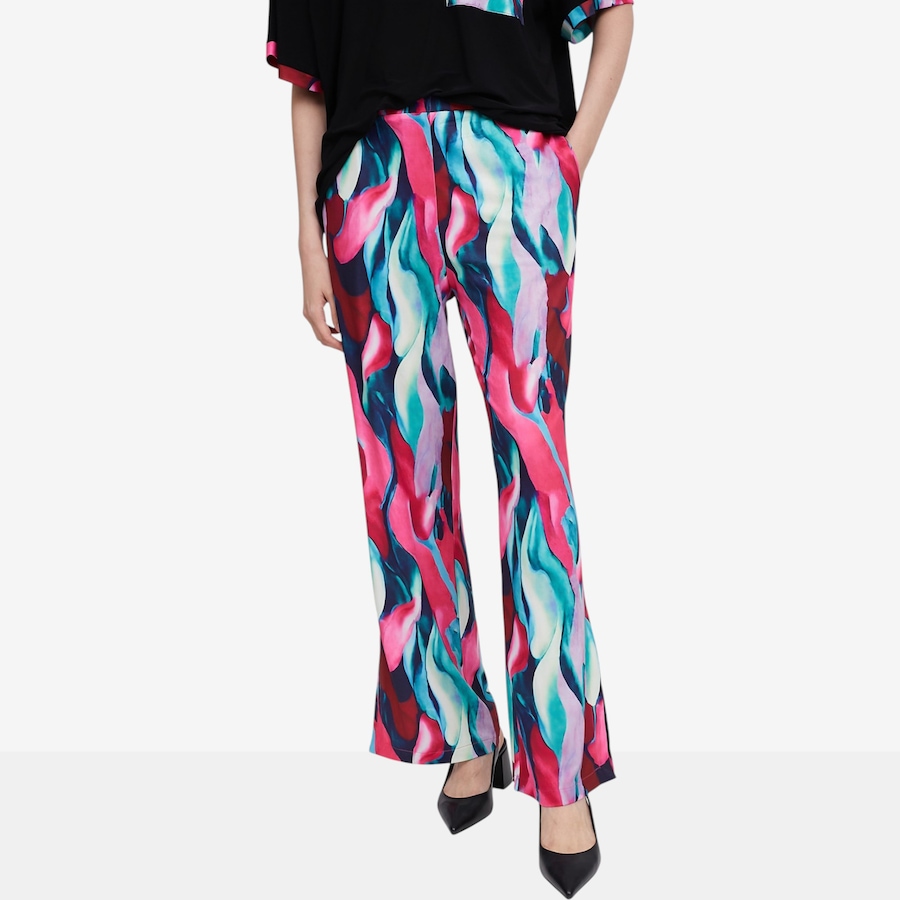 Image 122422_PNK.jpg, Product 122-422 / Price $49.88, Red Coral Printed Wide Leg Cropped Pant from Red Coral Fashions on TSC.ca's Fashion department