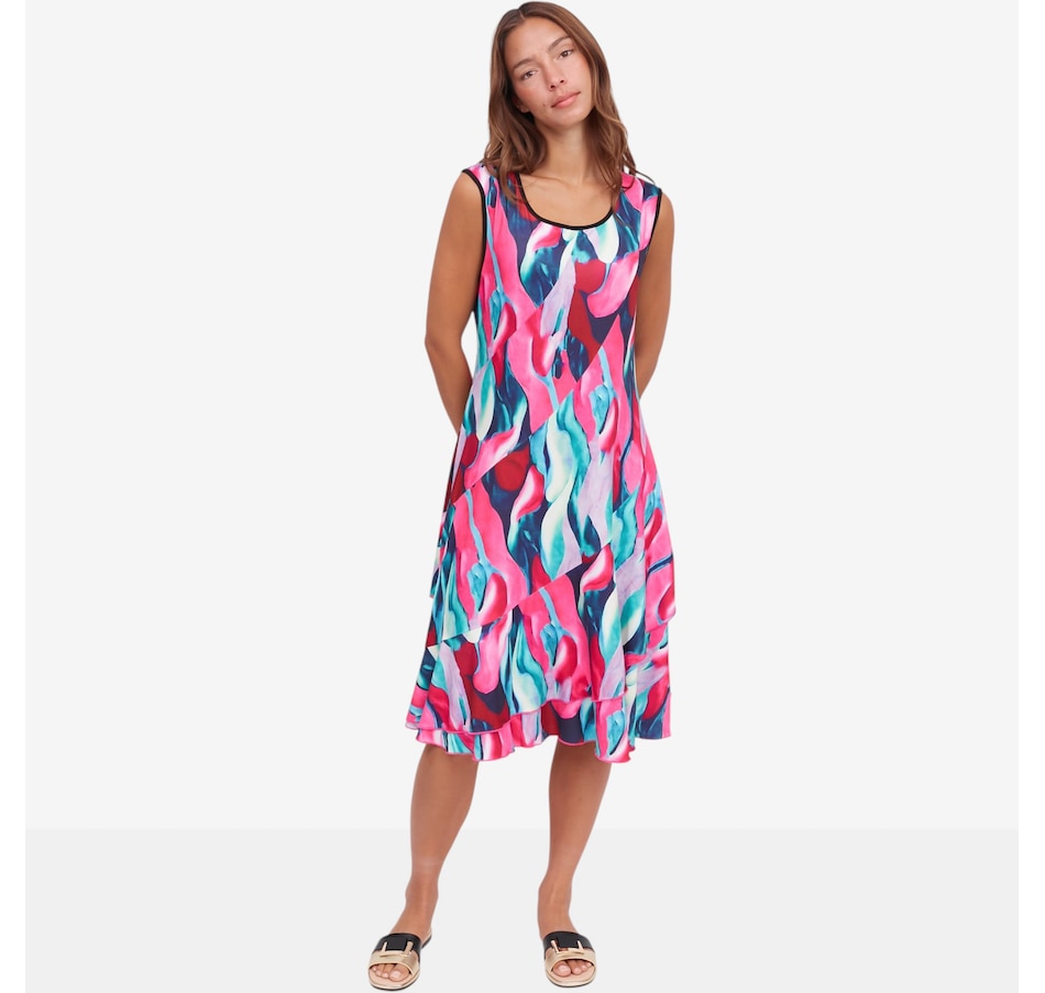 Image 122429_PNK.jpg, Product 122-429 / Price $89.99, Red Coral Printed Sleeveless Dress from Red Coral Fashions on TSC.ca's Fashion department
