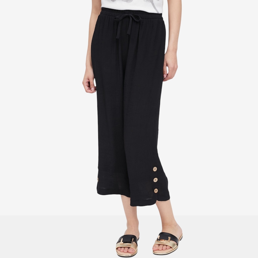 Image 122432_BLK.jpg, Product 122-432 / Price $27.33, Red Coral Cropped Double Layer Faux Linen Pant from Red Coral Fashions on TSC.ca's Fashion department