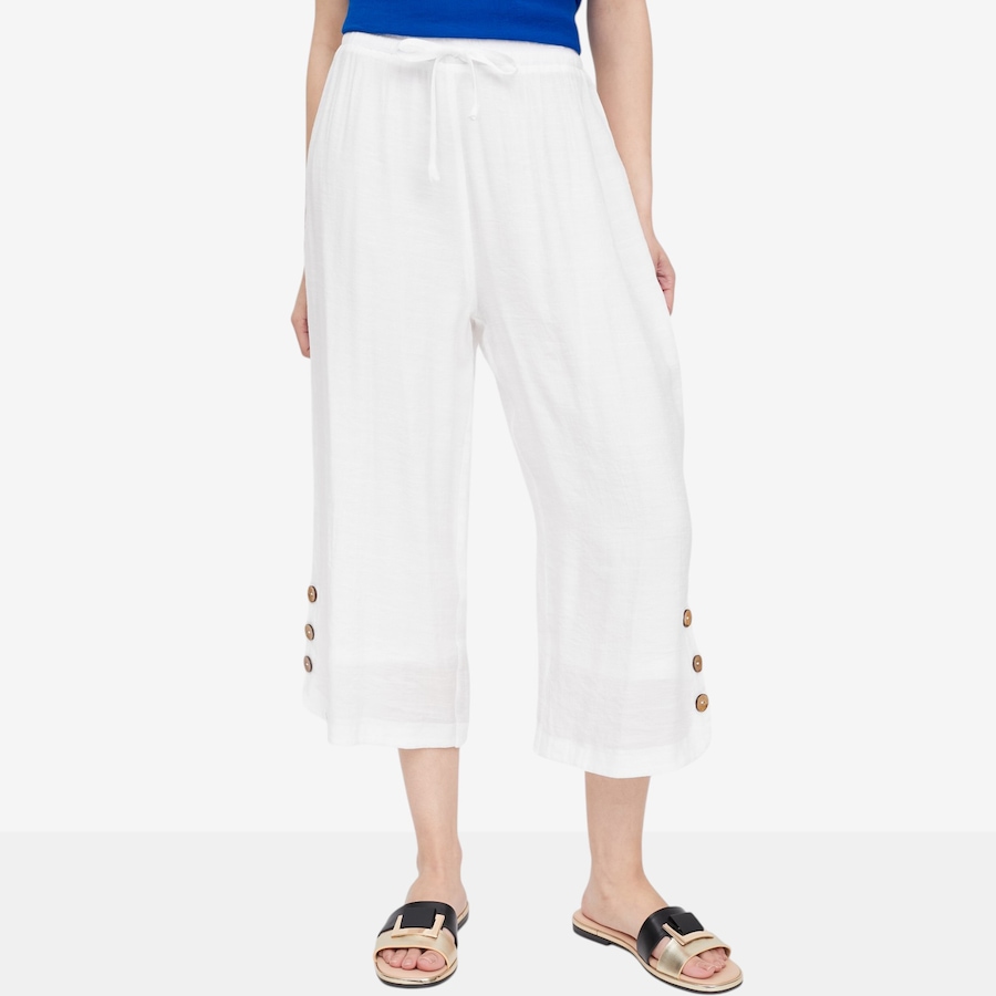 Image 122432_IVR.jpg, Product 122-432 / Price $27.33, Red Coral Cropped Double Layer Faux Linen Pant from Red Coral Fashions on TSC.ca's Fashion department