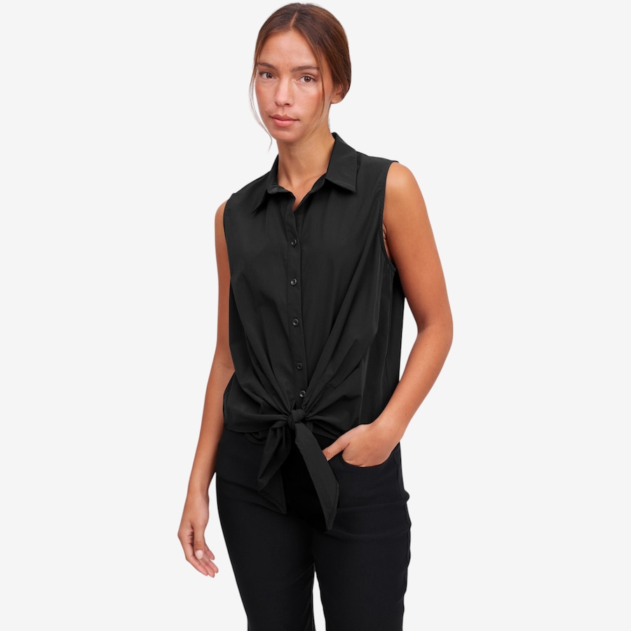 Image 122440_BLK.jpg, Product 122-440 / Price $49.88, Red Coral Tie Front Sleeveless Button-Up Top from Red Coral Fashions on TSC.ca's Fashion department