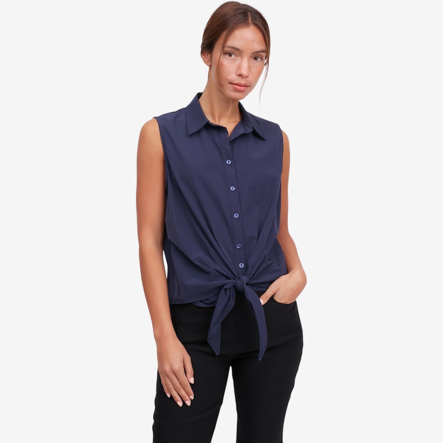 Image 122440_INK.jpg, Product 122-440 / Price $49.88, Red Coral Tie Front Sleeveless Button-Up Top from Red Coral Fashions on TSC.ca's Fashion department