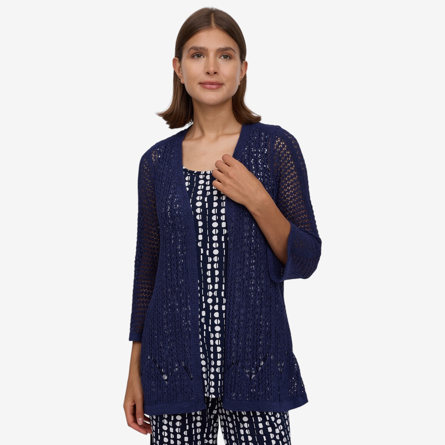 Nina Leonard 3/4 Bell Sleeve High/Low Hem Knit Cardigan - TSC.ca