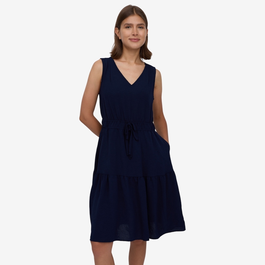 Image 122453_NVY.jpg, Product 122-453 / Price $49.99, Nina Leonard V-Neck Sleeveless Tiered Textured Wave Dress from Nina Leonard on TSC.ca's Fashion department