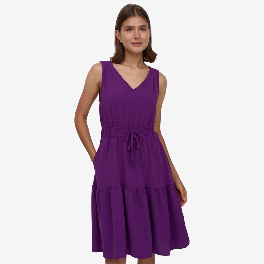 Image 122453_PUR.jpg, Product 122-453 / Price $49.99, Nina Leonard V-Neck Sleeveless Tiered Textured Wave Dress from Nina Leonard on TSC.ca's Fashion department