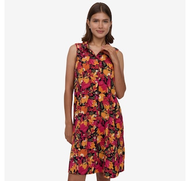 Nina Leonard Sleeveless High/Low Hem Collared Shirt Dress