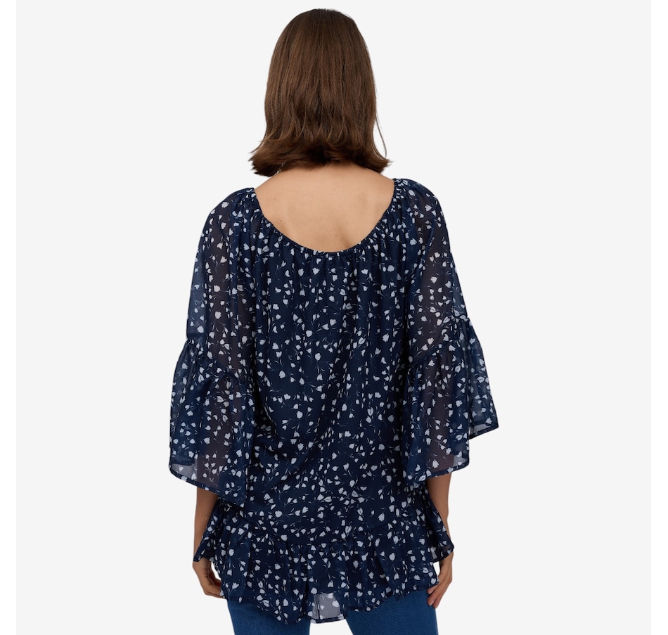 Image 122461_ALTMORE2.jpg, Product 122-461 / Price $49.99, Nina Leonard Crushed Printed Chiffon Tiered Hem Top from Nina Leonard on TSC.ca's Fashion department