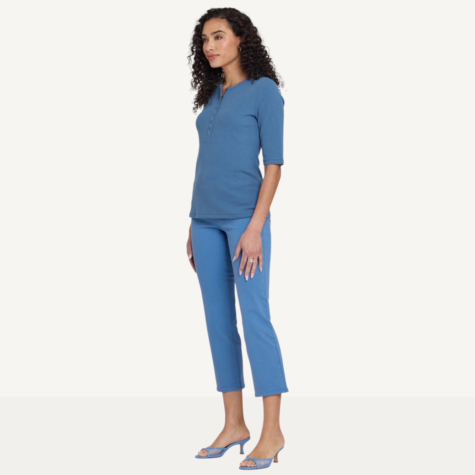 NYDJ Elbow Sleeve Ribbed Henley Top - TSC.ca