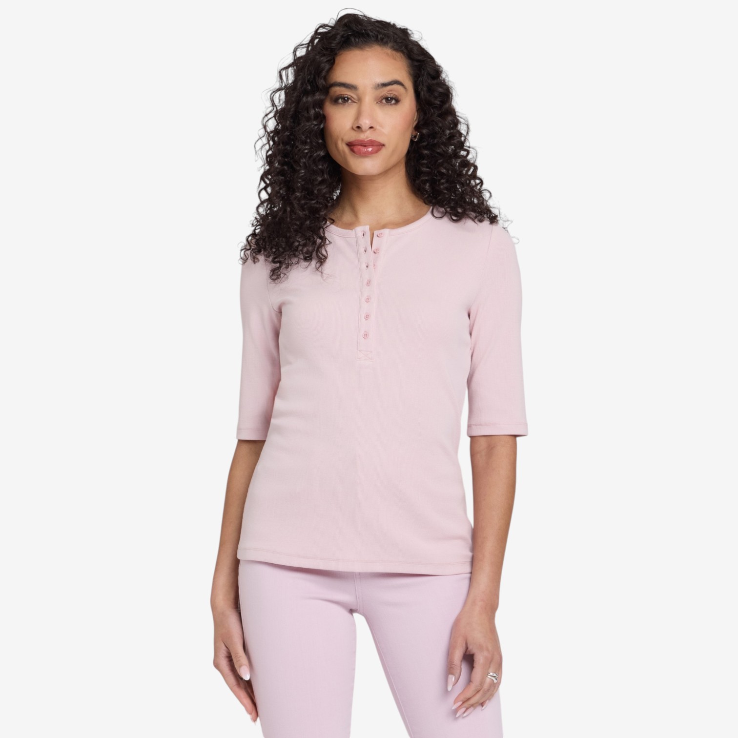 NYDJ Elbow Sleeve Ribbed Henley Top - TSC.ca
