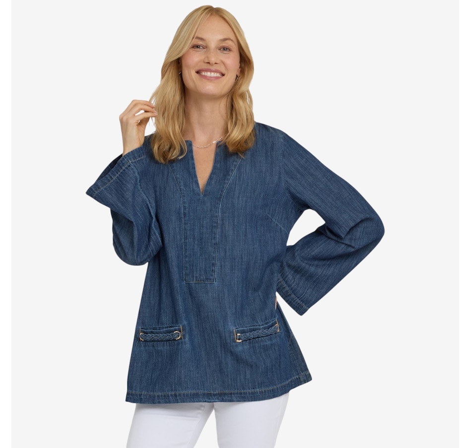 Image 122562_MEDIN.jpg, Product 122-562 / Price $159.00, NYDJ Denim Tunic with Braid Pocket Detail from NYDJ on TSC.ca's Fashion department