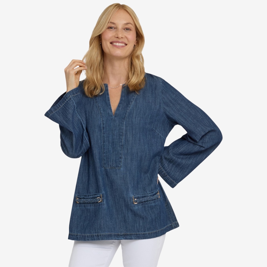 Image 122562_MEDIN.jpg, Product 122-562 / Price $119.88, NYDJ Denim Tunic with Braid Pocket Detail from NYDJ on TSC.ca's Fashion department