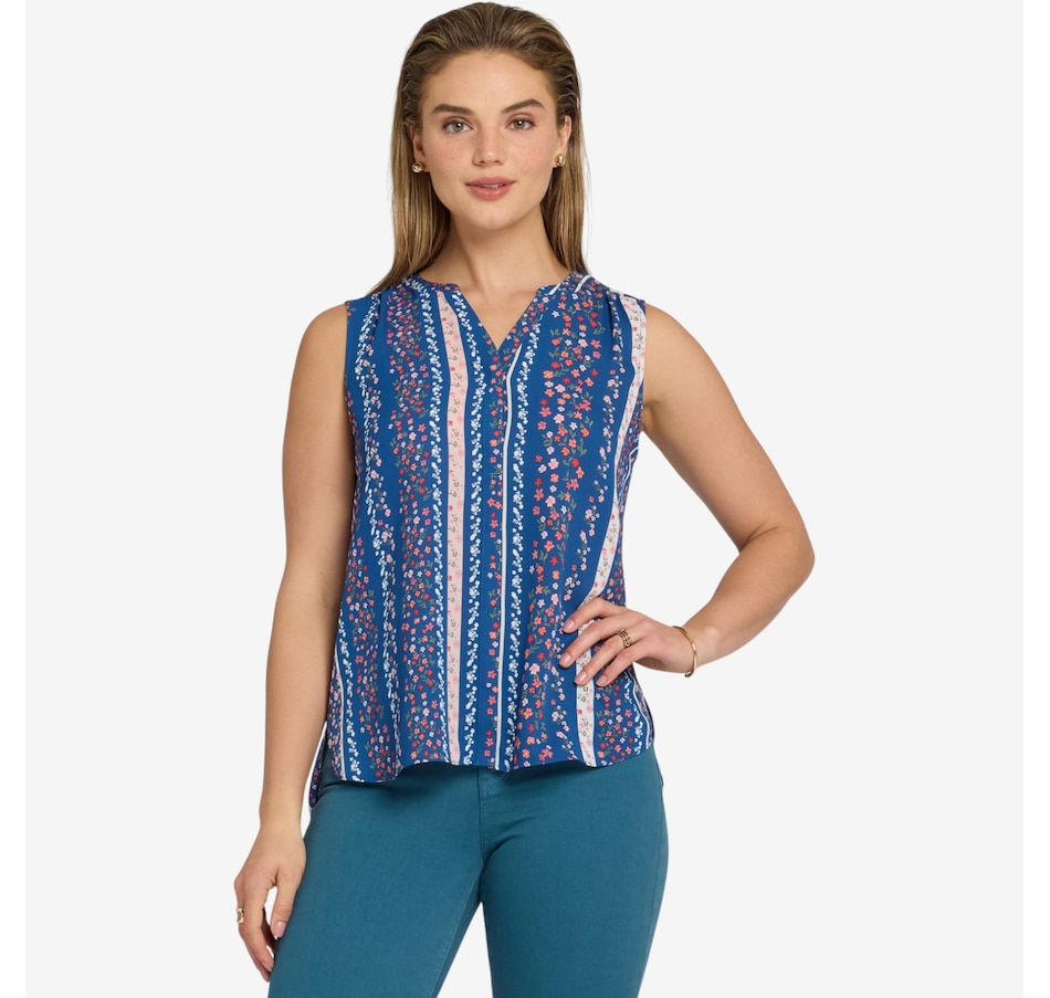 Image 122592_FLRIB.jpg, Product 122-592 / Price $109.00, NYDJ Sleeveless Pintuck Blouse from NYDJ on TSC.ca's Fashion department