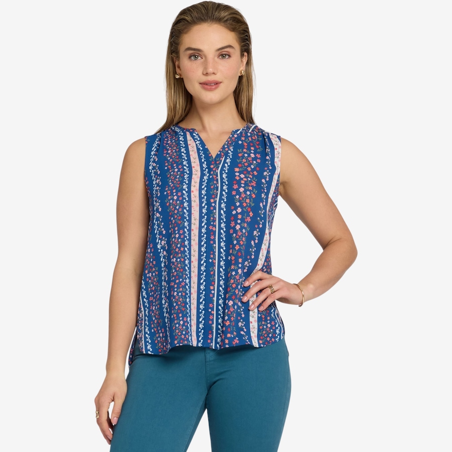 Image 122592_FLRIB.jpg, Product 122-592 / Price $74.00, NYDJ Sleeveless Pintuck Blouse from NYDJ on TSC.ca's Fashion department