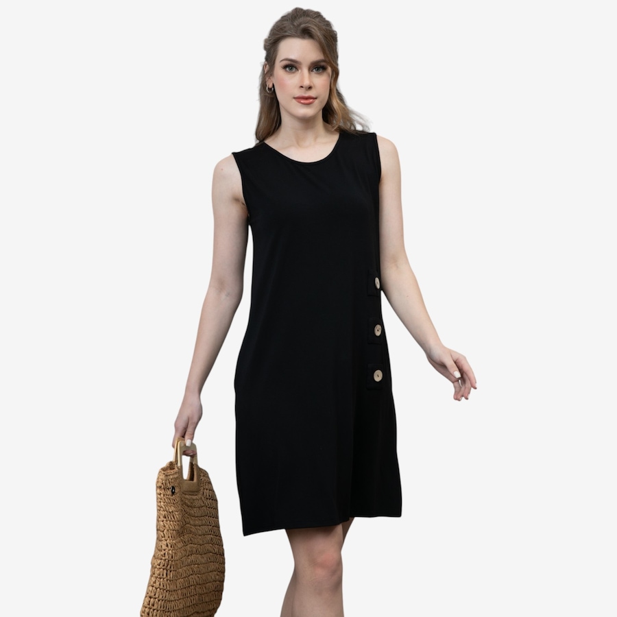 Image 122633_BLK.jpg, Product 122-633 / Price $99.99, Orange Fashion Village Bamboo Sleeveless Dress with Buttons On The Side from Orange Fashion Village on TSC.ca's Fashion department