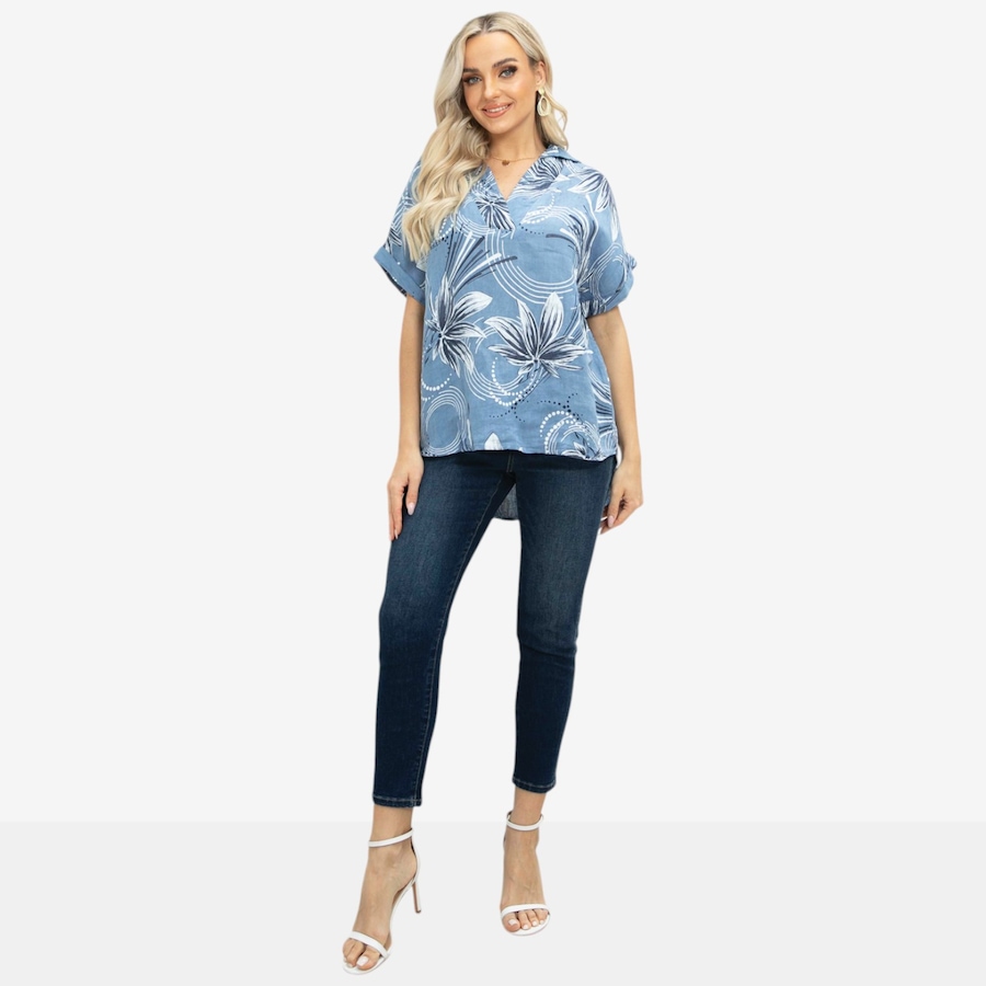 Image 122643_BLU.jpg, Product 122-643 / Price $84.99, Orange Fashion Village Floral Resort Blouse from Orange Fashion Village on TSC.ca's Fashion department