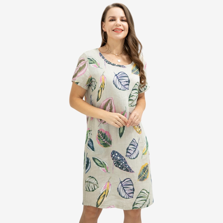 Image 122644_LEV.jpg, Product 122-644 / Price $89.99, Orange Fashion Village Short Sleeve Linen Dress from Orange Fashion Village on TSC.ca's Fashion department