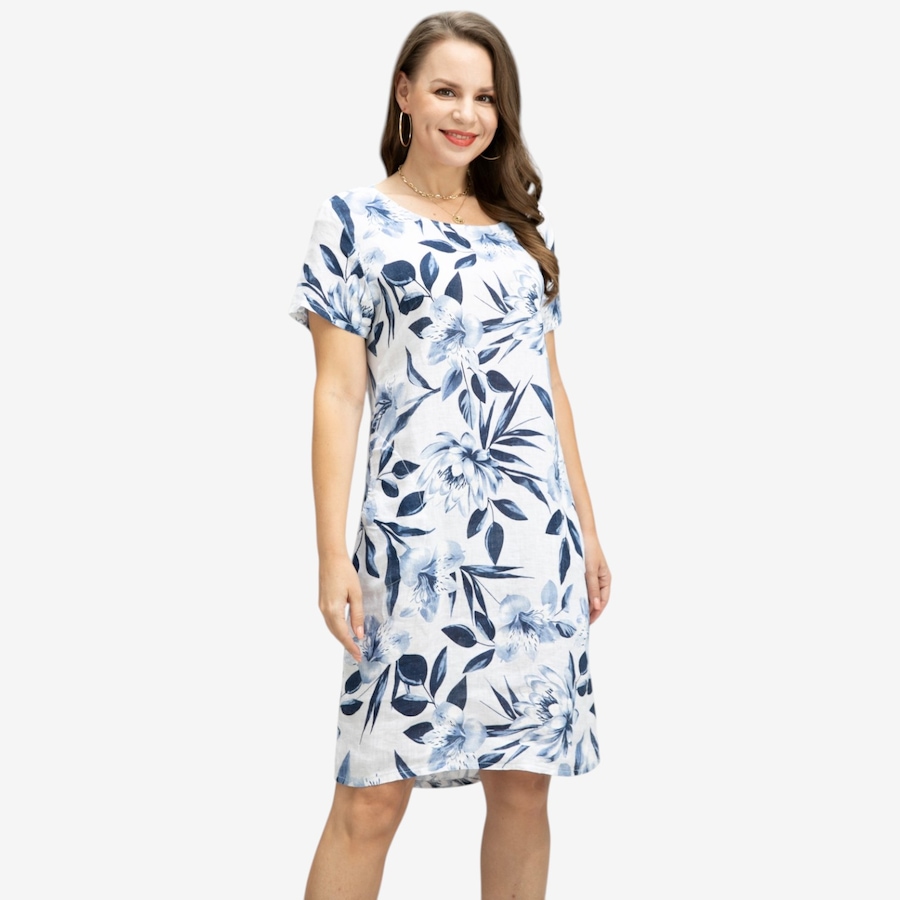 Image 122644_WHTFW.jpg, Product 122-644 / Price $89.99, Orange Fashion Village Short Sleeve Linen Dress from Orange Fashion Village on TSC.ca's Fashion department
