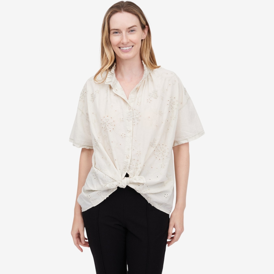 Image 122645_BGE.jpg, Product 122-645 / Price $84.99, Orange Fashion Village Frill and Tie Eyelet Top from Orange Fashion Village on TSC.ca's Fashion department