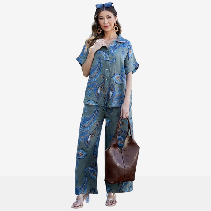 Image 122646_MILRY.jpg, Product 122-646 / Price $74.99, Orange Fashion Village Lorenza's Paisley Print Linen Shirt from Orange Fashion Village on TSC.ca's Fashion department