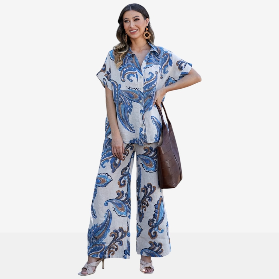 Image 122647_BGE.jpg, Product 122-647 / Price $79.99, Orange Fashion Village Lorenza's Paisley Print Linen Pants from Orange Fashion Village on TSC.ca's Fashion department