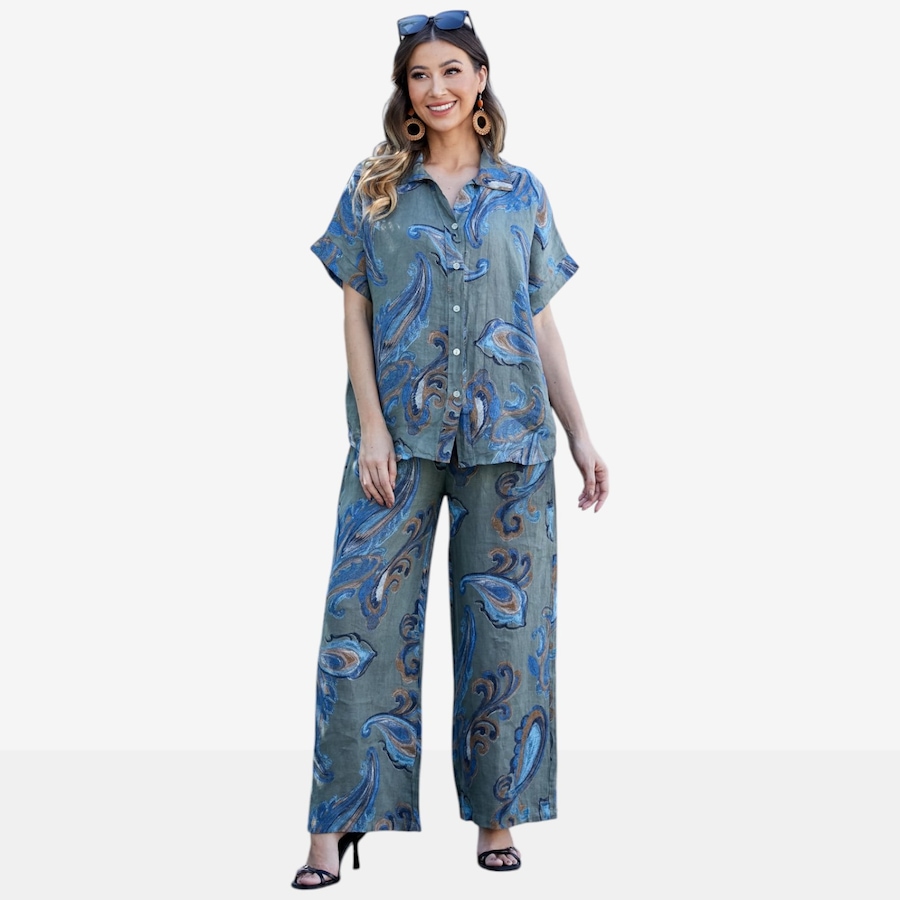 Image 122647_MILRY.jpg, Product 122-647 / Price $79.99, Orange Fashion Village Lorenza's Paisley Print Linen Pants from Orange Fashion Village on TSC.ca's Fashion department
