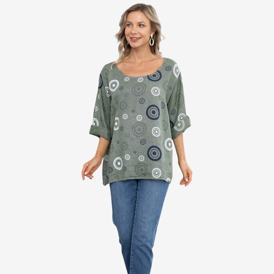 Image 122648_MILRY.jpg, Product 122-648 / Price $74.99, Orange Fashion Village Linen Top with Circles from Orange Fashion Village on TSC.ca's Fashion department