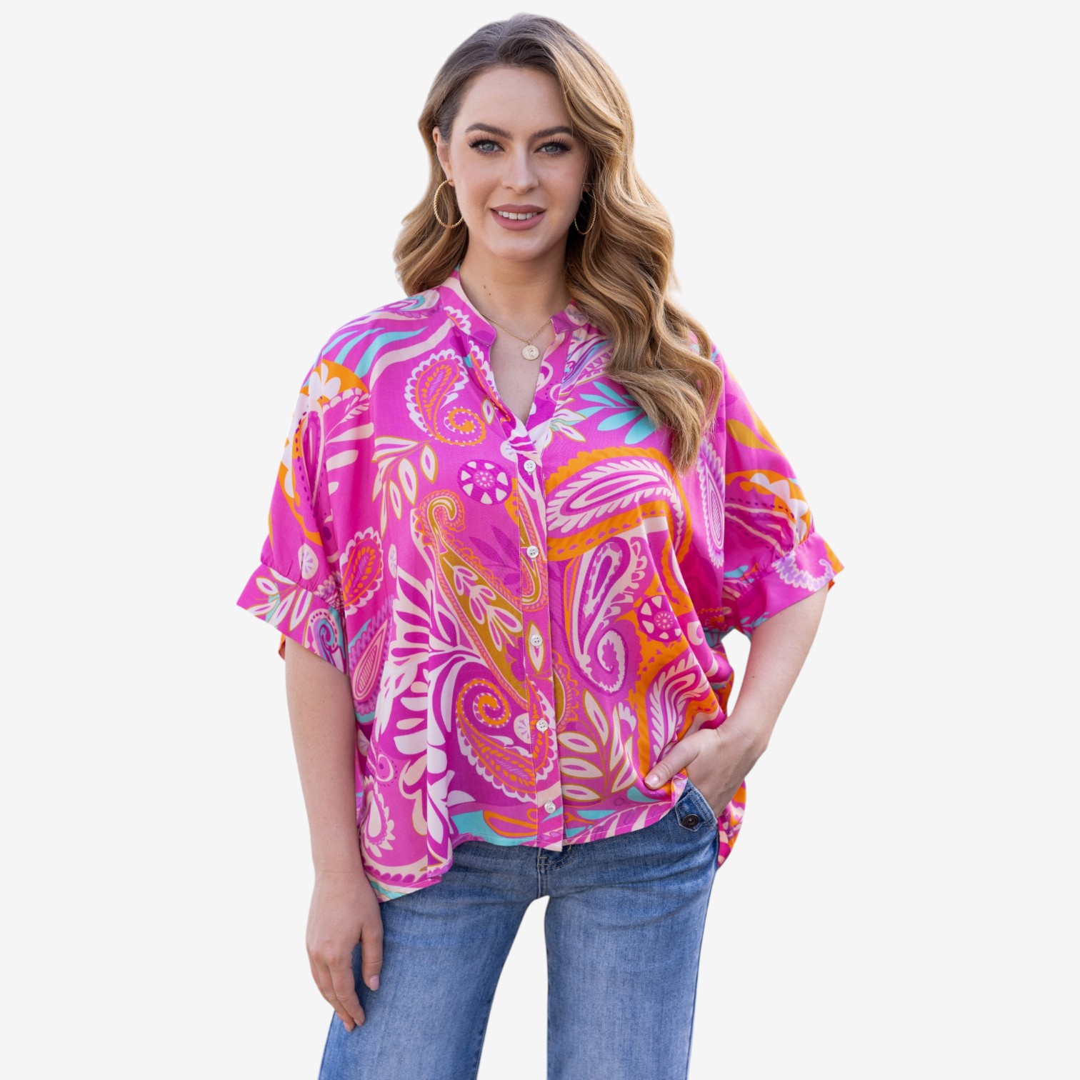 Orange Fashion Village Summer Escape Button-Down - TSC.ca