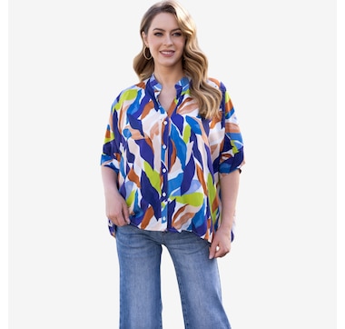 Orange Fashion Village Summer Escape Button-Down
