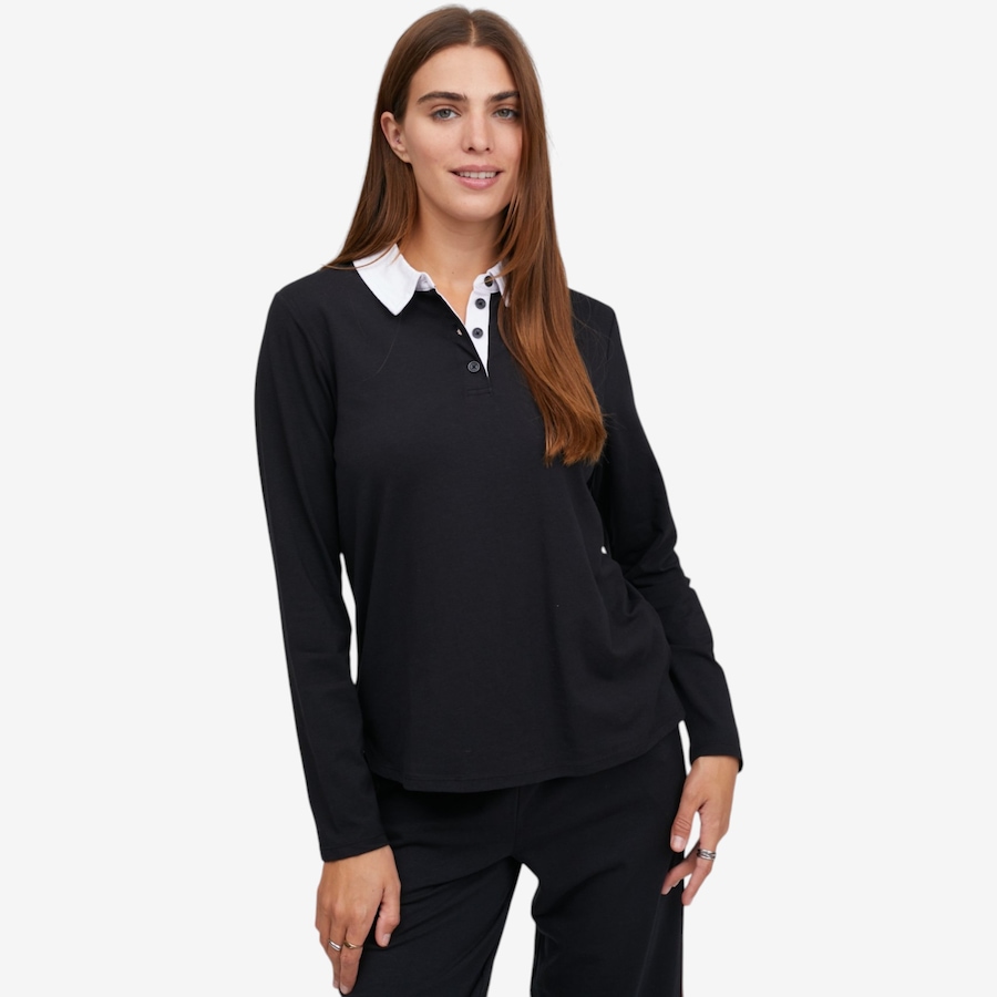 Image 122748_BLK.jpg, Product 122-748 / Price $39.99, Cuddl Duds Cottonwear+ Collared Polo Top from Cuddl Duds on TSC.ca's Fashion department
