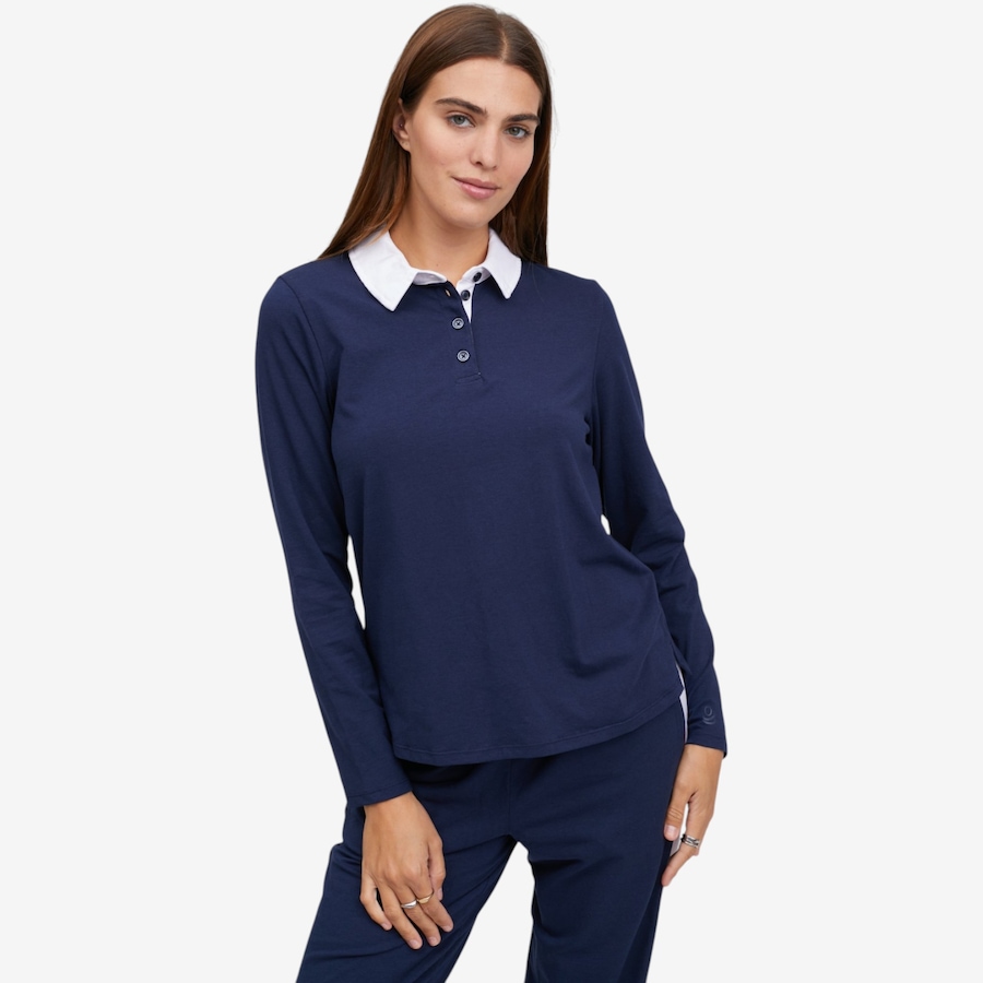 Image 122748_DSBLU.jpg, Product 122-748 / Price $39.99, Cuddl Duds Cottonwear+ Collared Polo Top from Cuddl Duds on TSC.ca's Fashion department
