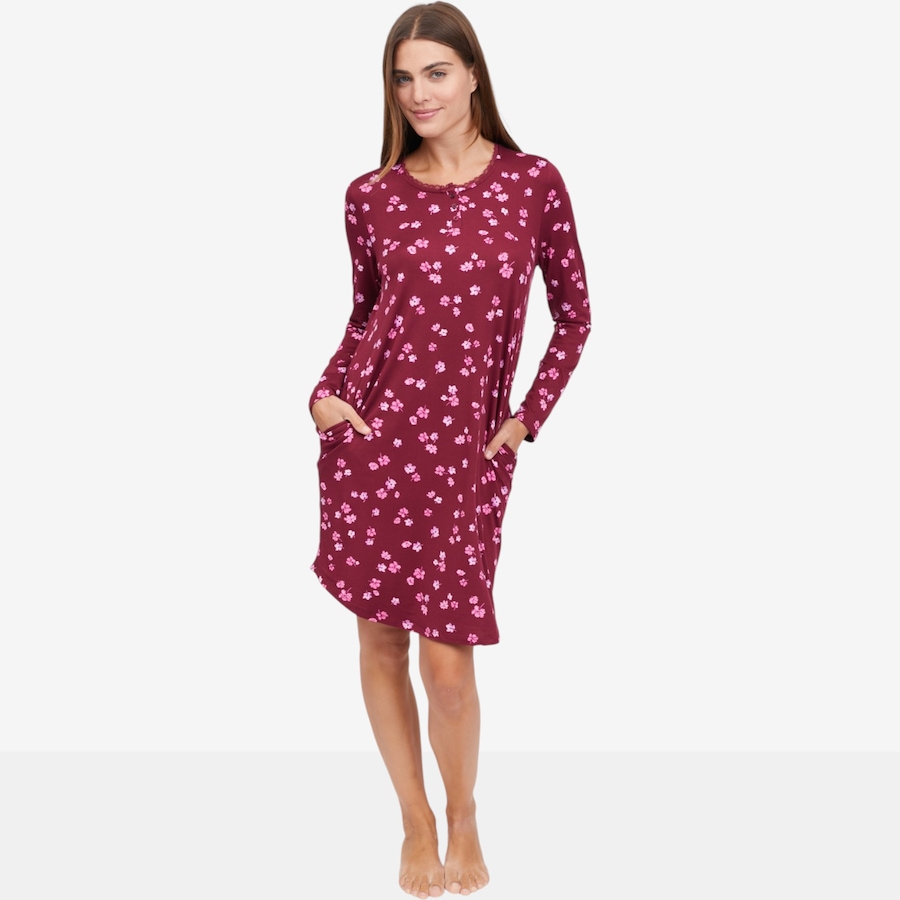 Image 122756_BERDY.jpg, Product 122-756 / Price $60.00, Cuddl Duds Comfort Code Peach Jersey Lace Henley Sleepgown from Cuddl Duds  on TSC.ca's Fashion department