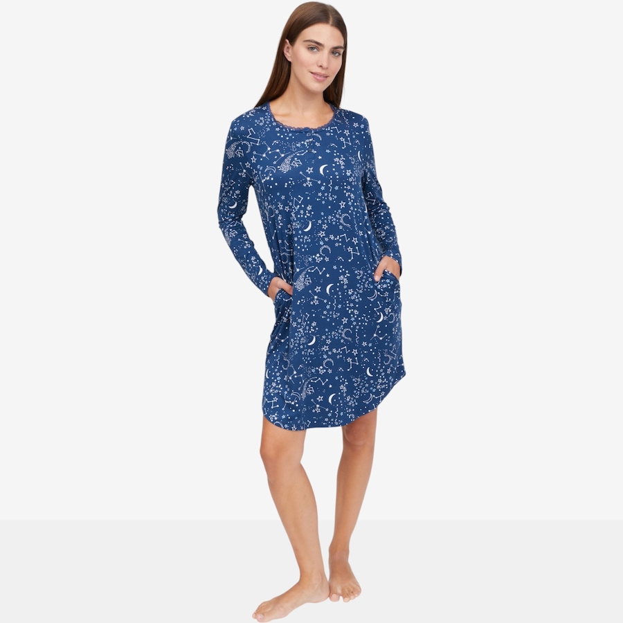 Image 122756_NVSTR.jpg, Product 122-756 / Price $60.00, Cuddl Duds Comfort Code Peach Jersey Lace Henley Sleepgown from Cuddl Duds  on TSC.ca's Fashion department