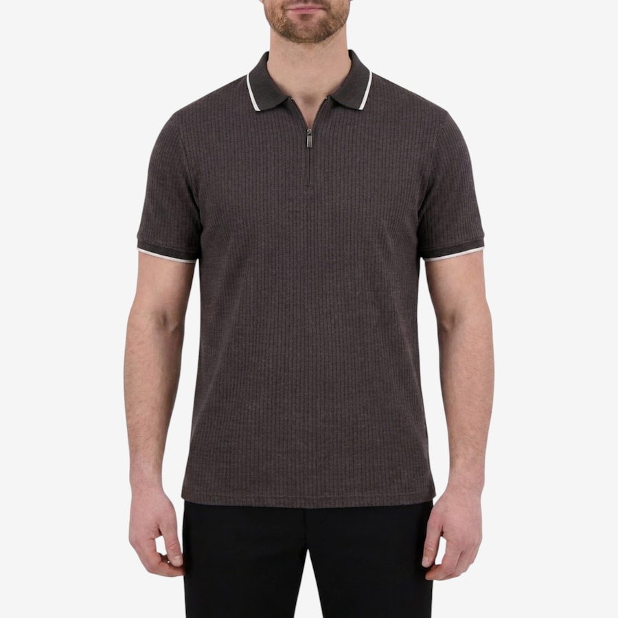 Image 122835_GRY.jpg, Product 122-835 / Price $34.88, Report Men's Half Zipped Jacquard Knit Polo Shirt from Report on TSC.ca's Fashion department