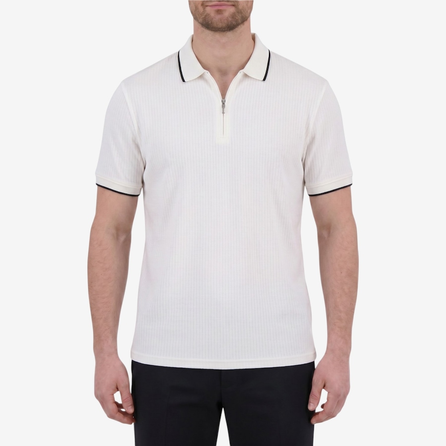 Image 122835_WHT.jpg, Product 122-835 / Price $34.88, Report Men's Half Zipped Jacquard Knit Polo Shirt from Report on TSC.ca's Fashion department