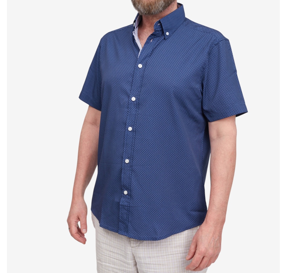 Image 122837_NVY.jpg, Product 122-837 / Price $49.00, Report Men's Four Way Stretch Geo Print Woven Sport Shirt from Report on TSC.ca's Fashion department