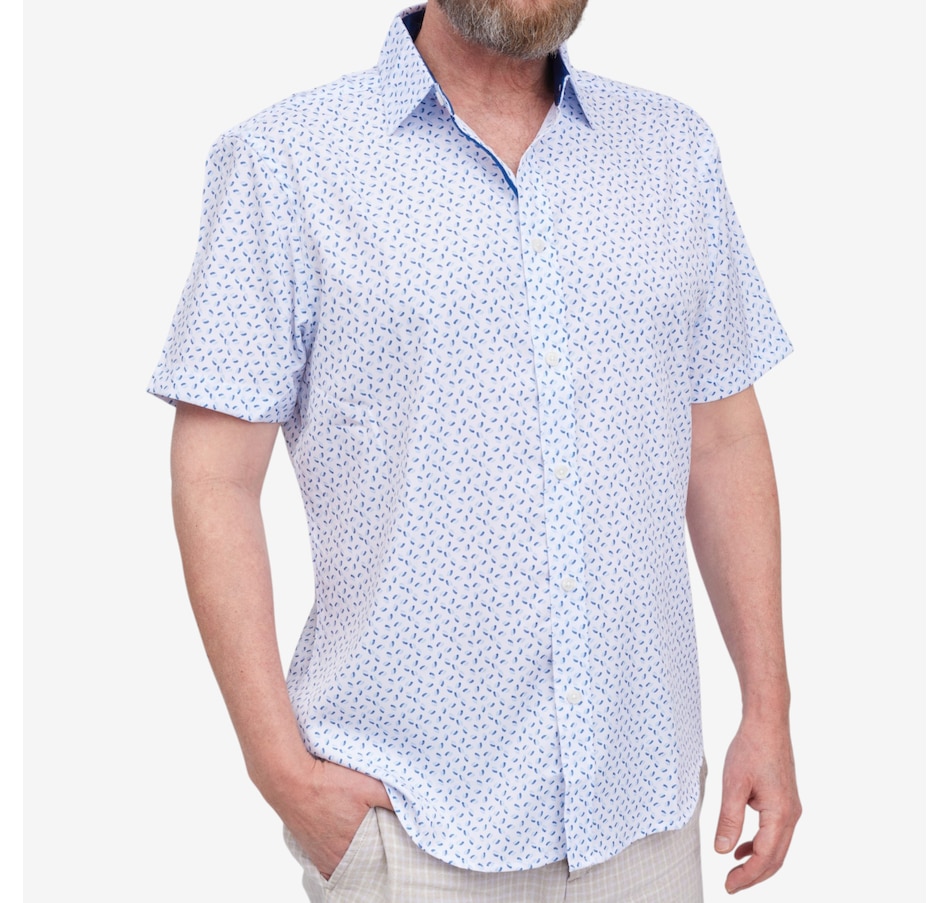 Image 122837_WHT.jpg, Product 122-837 / Price $49.00, Report Men's Four Way Stretch Geo Print Woven Sport Shirt from Report on TSC.ca's Fashion department