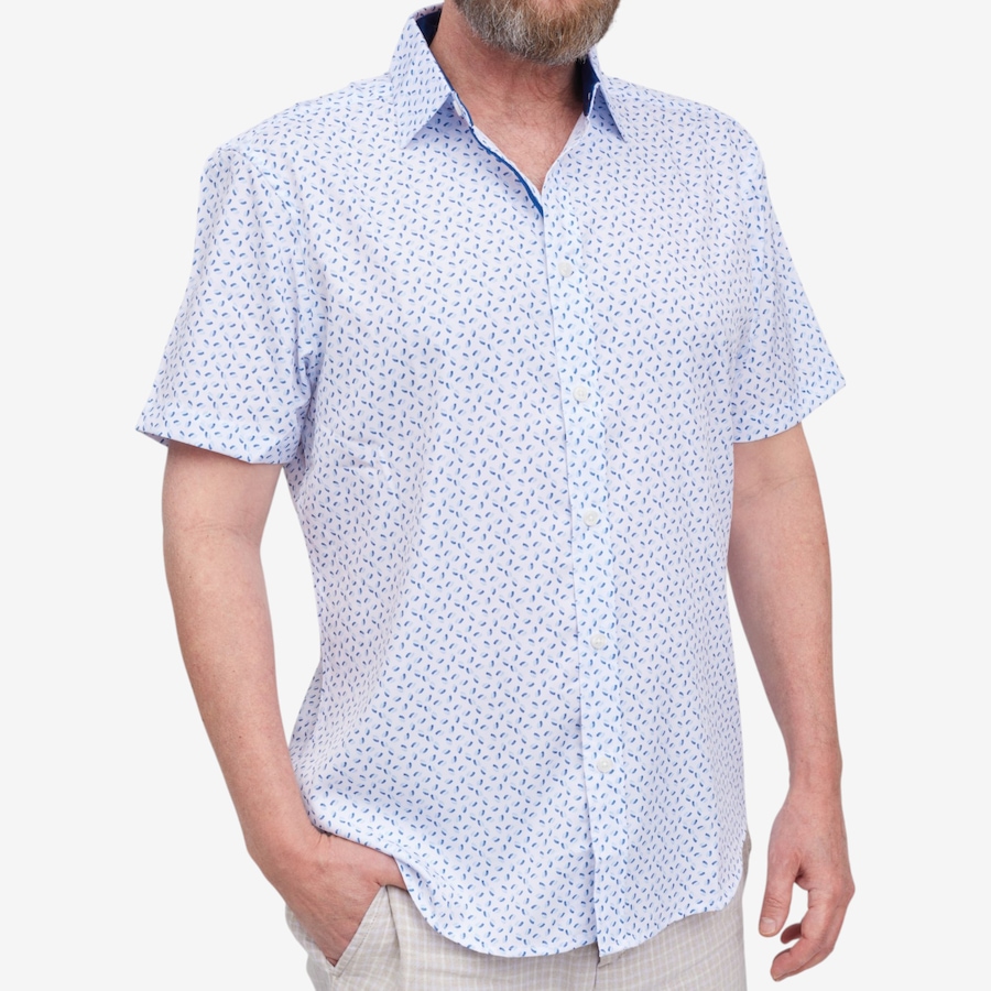 Image 122837_WHT.jpg, Product 122-837 / Price $49.00, Report Men's Four Way Stretch Geo Print Woven Sport Shirt from Report on TSC.ca's Fashion department