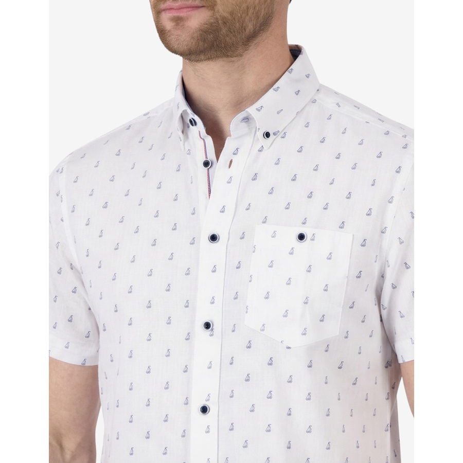 Image 122838_WHT.jpg, Product 122-838 / Price $19.88, Report Men's Boat Print Woven Sport Shirt with Button Down Collar from Report on TSC.ca's Fashion department