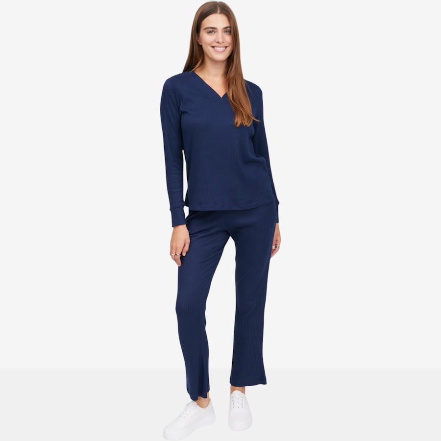 Image 122920_DSBLU.jpg, Product 122-920 / Price $75.00, Cuddl Duds Seriously Soft Rib V Neck Pullover & Lounge Pant - Regular from Cuddl Duds  on TSC.ca's Fashion department