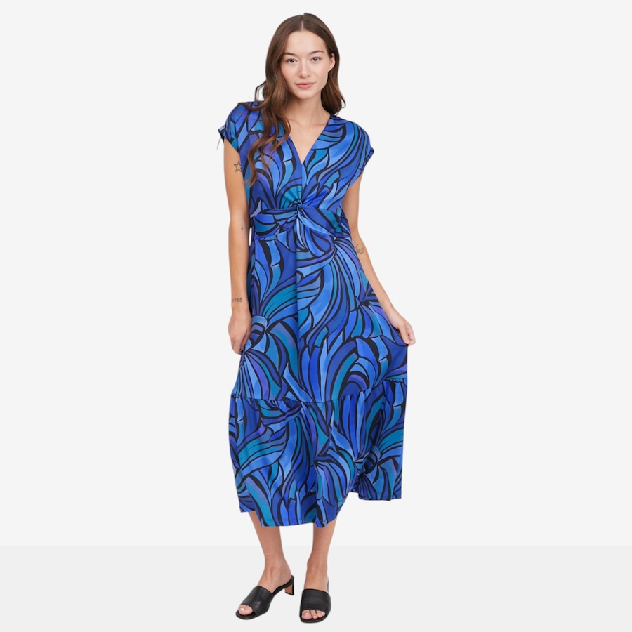 Image 122926_BLMU.jpg, Product 122-926 / Price $89.99, Kim & Co. Printed Brazil Knit Twist Front Midi Dress from Kim & Co. on TSC.ca's Fashion department