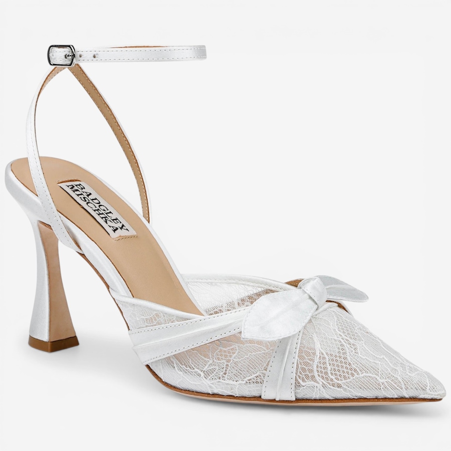 Image 122937_WHT.jpg, Product 122-937 / Price $325.00, Badgley Mischka Josie Lace Ankle Strap Pump  from Badgley Mischka on TSC.ca's Shoes department
